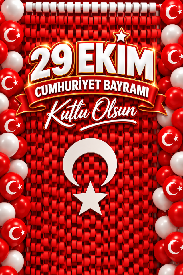 29 Ekim Cumhuriyet Bayramı Okul Etkinlik Kumaş Fon