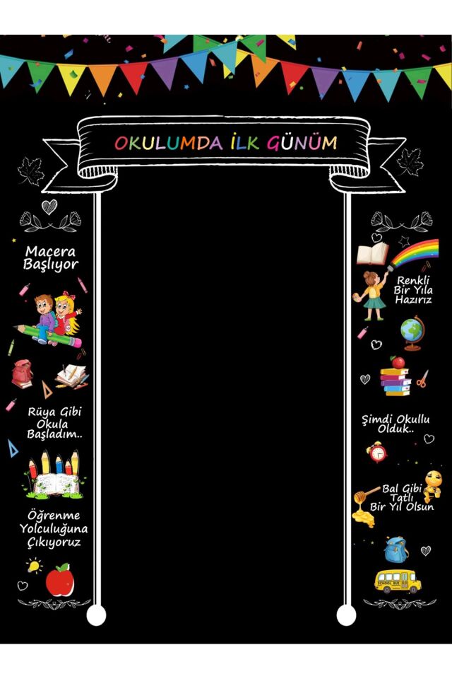 150x200 cm, Okulumda İlk Günüm, Okul Etkinlik Kumaş Fon