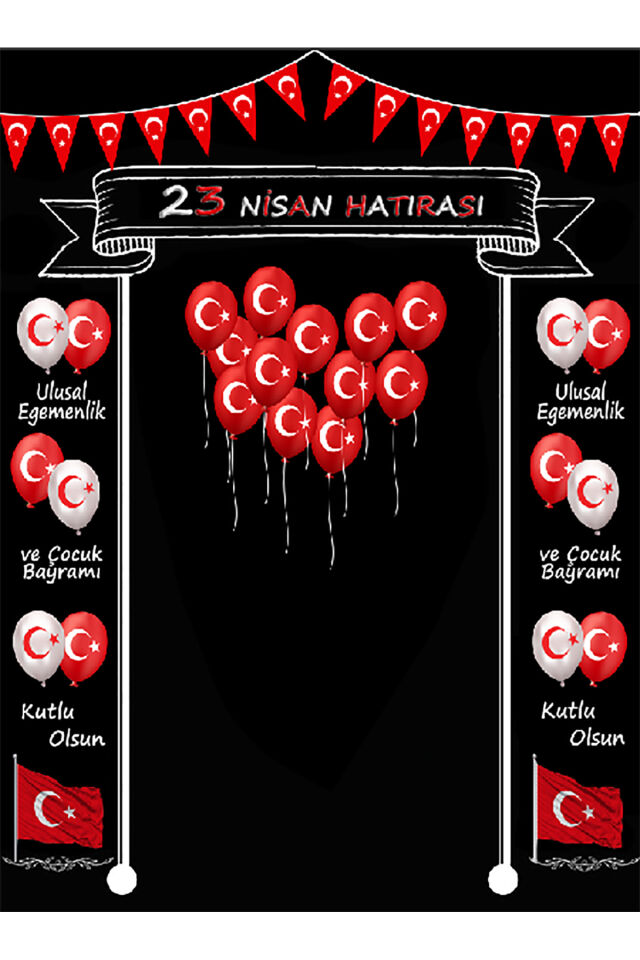 200x200 cm Ek Dikişli, 23 Nisan Hatırası, Okul Etkinlik Kumaş fon