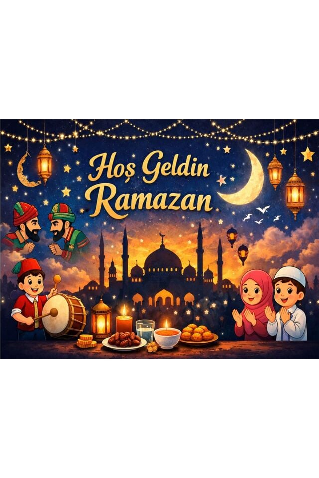 On Bir Ayın Sultanı,Ramazan Şerif,Hoş geldin Ramazan Panosu 150x200Cm