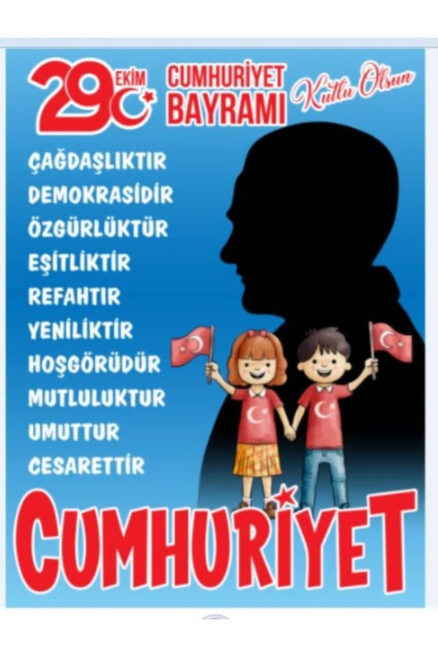 250x200 cm Ek Dikişli, 29 Ekim Cumhuriyet Bayramı, Okul Etkinlik Kumaş Fon