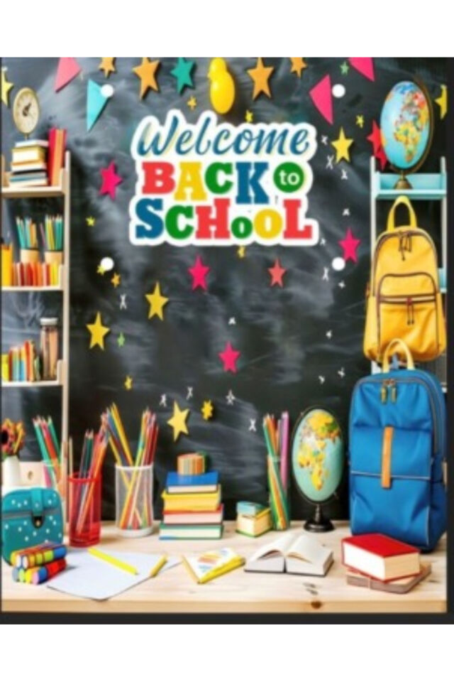 200x200 cm Ek Dikişli, Welcome Back To School, Okula Hoş Geldin, Kumaş Fon