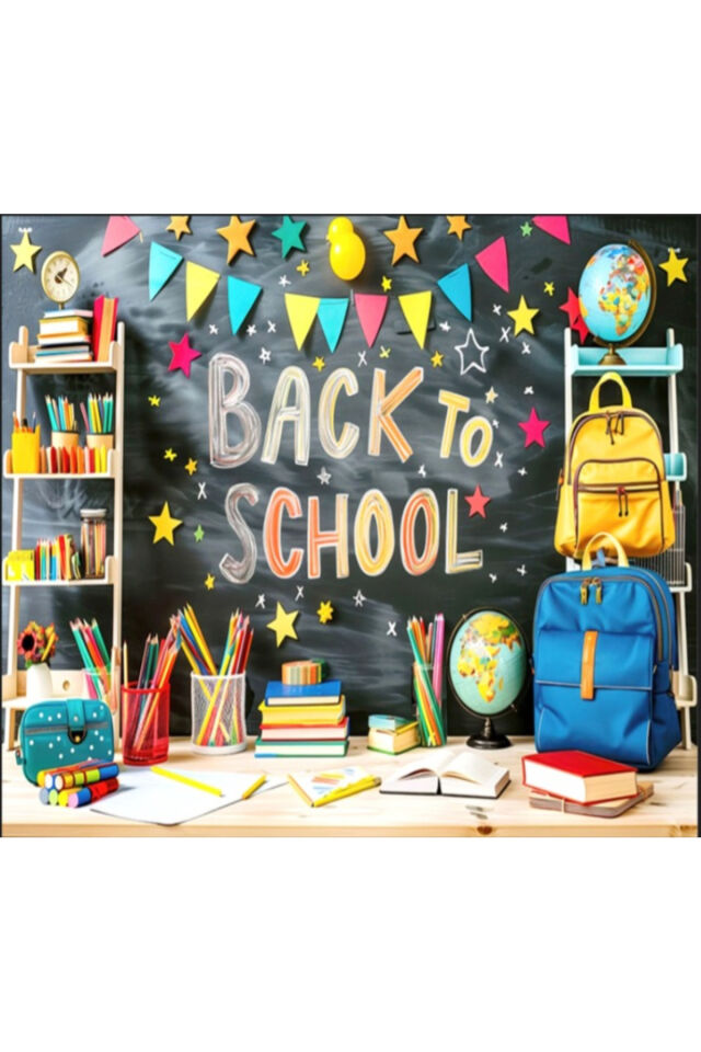 150x200 cm, Back To School, Okula Dönüş, Okul Etkinlik Kumaş Fon