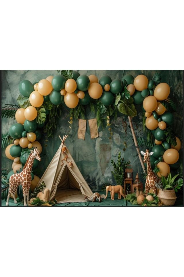 Safari, Doğum Günü, Okul Etkinlik Kumaş Fon 250x200 Ek Dikişli