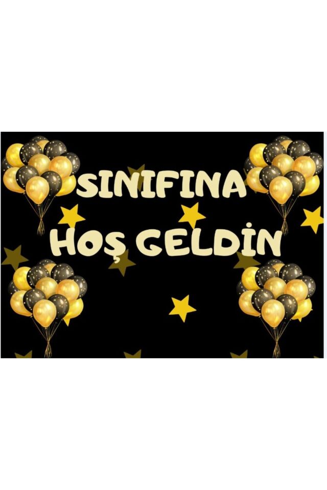 200x200 cm Ek Dikişli, Sınıfına Hoş Geldin, Okul Etkinlik Kumaş Fon