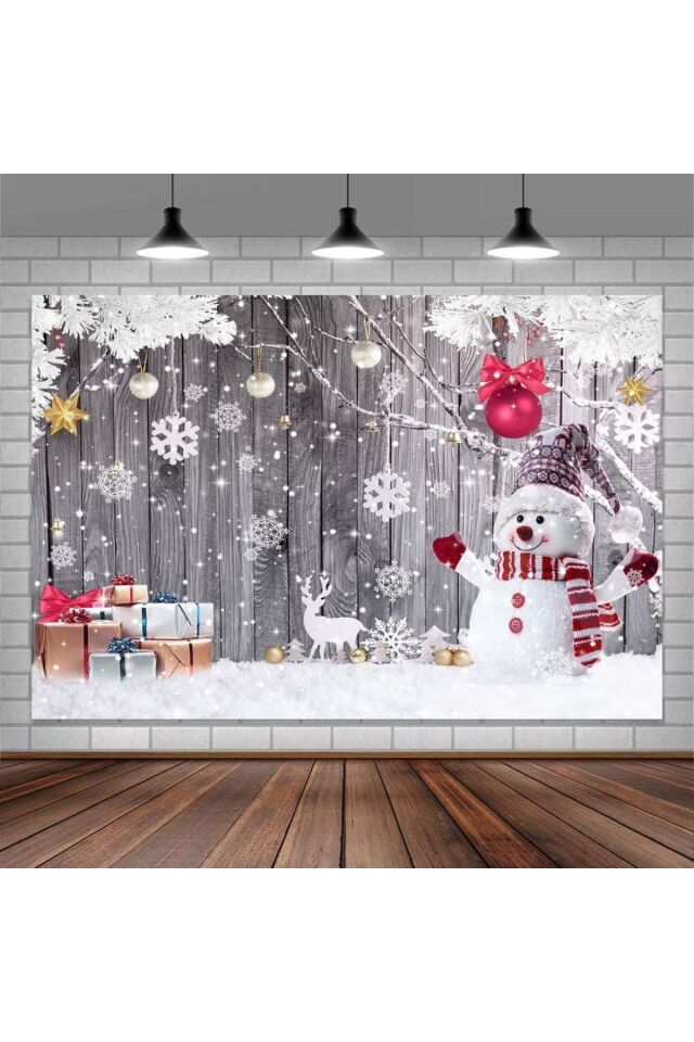 200x200 cm Ek Dikişli, Yılbaşı Konseptlii Okul Etkinlik Kumaş Fon