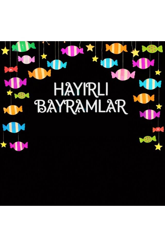 200x250 cm Ek Dikişli, Hayırlı Bayramlar, Ramazan Bayramı, Okul Etkinlik Kumaş Pano