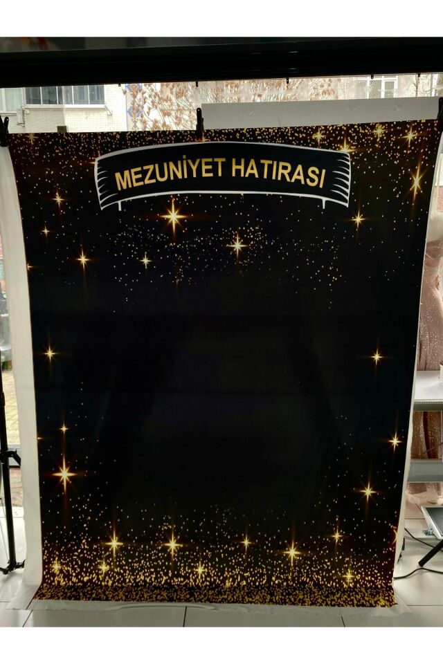 200x200 cm Ek Dikişli, Mezuniyet Hatırası, Okul Etkinlik Kumaş Fon