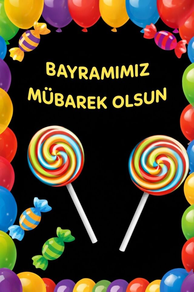 200x250 cm Ek Dikişli, Bayramımız Mübarek Olsun, Şeker Bayramı, Dini Bayram Pano, Okul Etkinlik Kumaş Pano