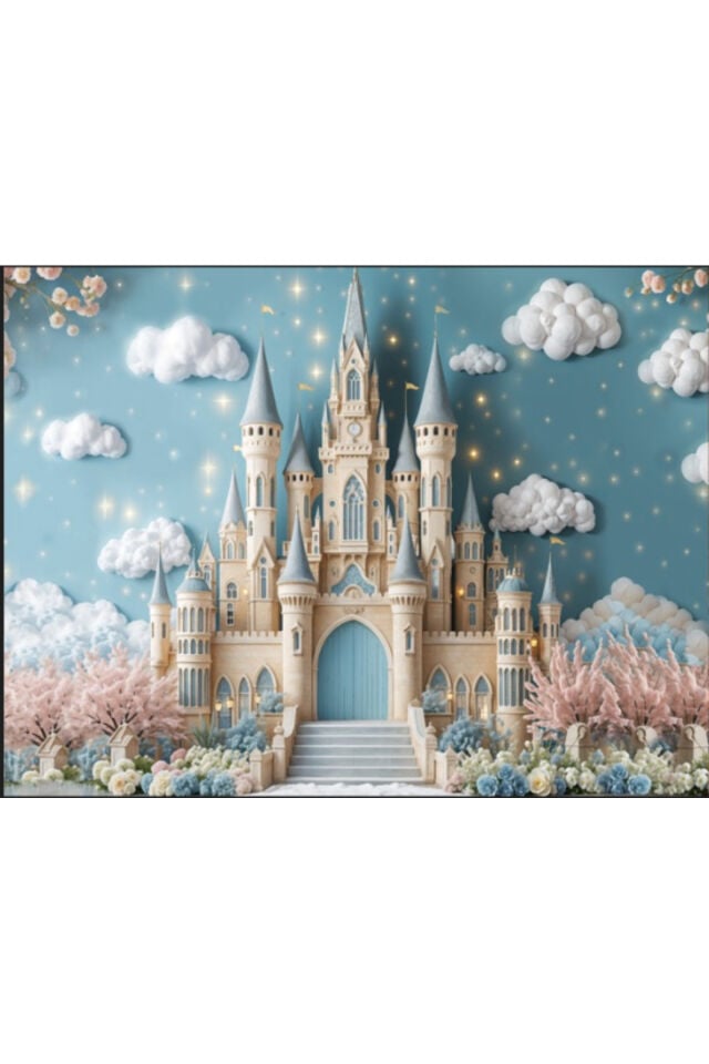 150x200 cm, Şato Konseptli, Fotoğraf Çekimi, Doğum Günü, Okul Etkinlik Kumaş Pano