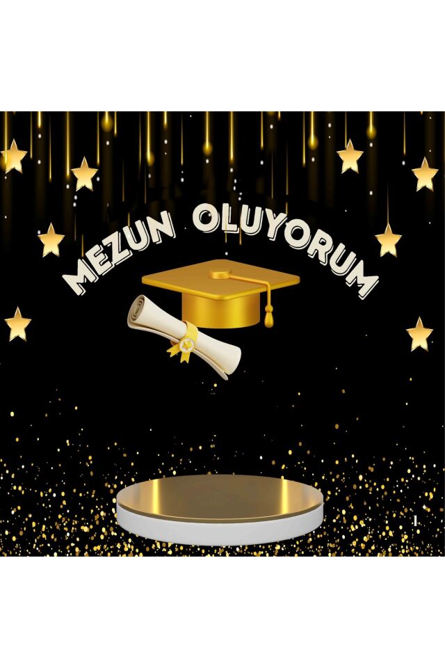 200x200 cm Ek Dikişli, Mezun Oluyorum, Okul Etkinlik Kumaş Fon