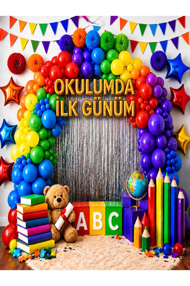 150x200 cm Okulumda İlk Günüm, Okul Etkinlik Kumaş Fon