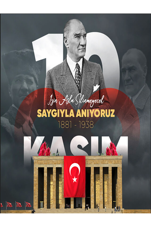 10 Kasım Yazılı Atatürk Renkli Okul Etkinlik Kumaş Fon 250x200 Cm Ek Dikişli