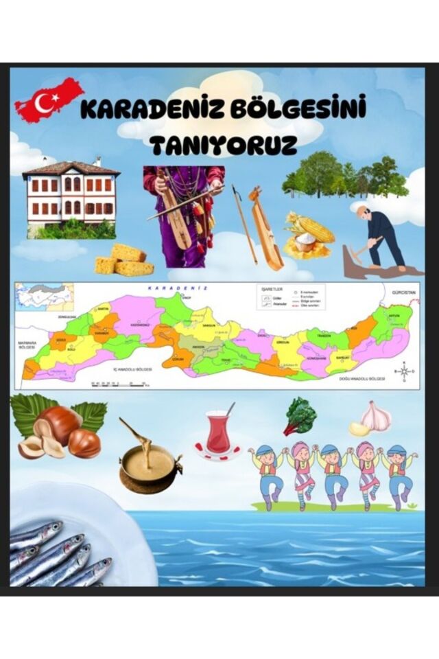 Karadeniz Bölgesini Tanıyoruz, Okul Etkinlik Kumaş Fon 200x200 Ek Dikişli