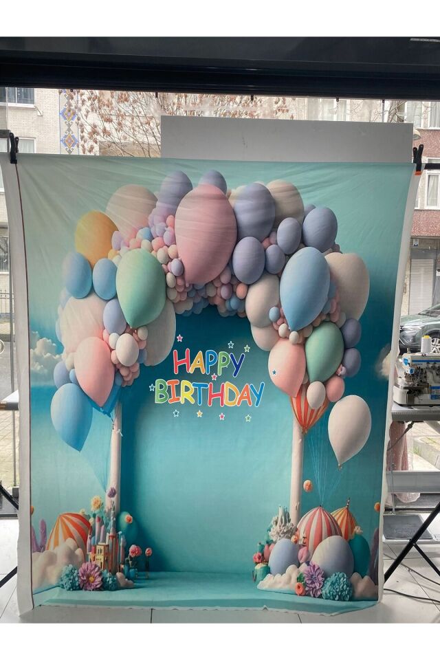 150x200 cm, Happy Birthday, Doğum Günü, Etkinlik Kumaş Fon