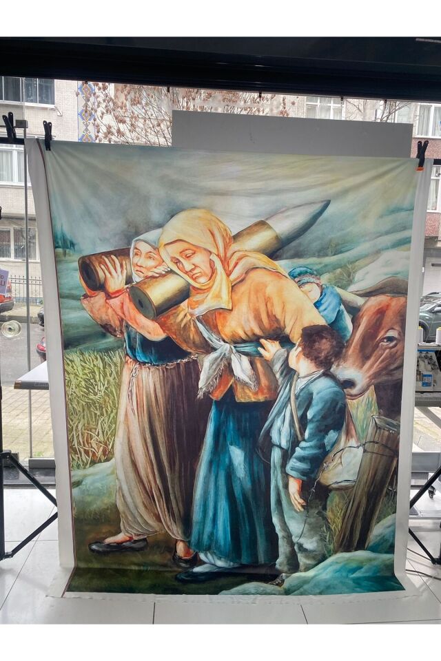 250x200 cm Ek Dikişli, 18 Mart Çanakkale, Okul Etkinlik Kumaş Fon