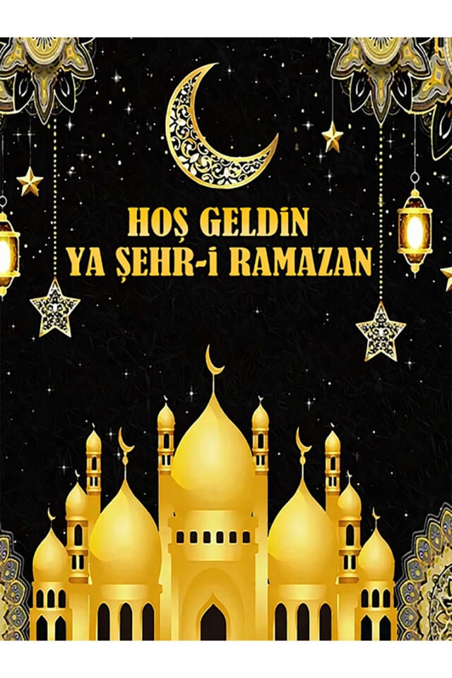 200x200 cm Ek Dikişli, Hoş Geldin Ramazan, Okul Etkinlik Kumaş Pano