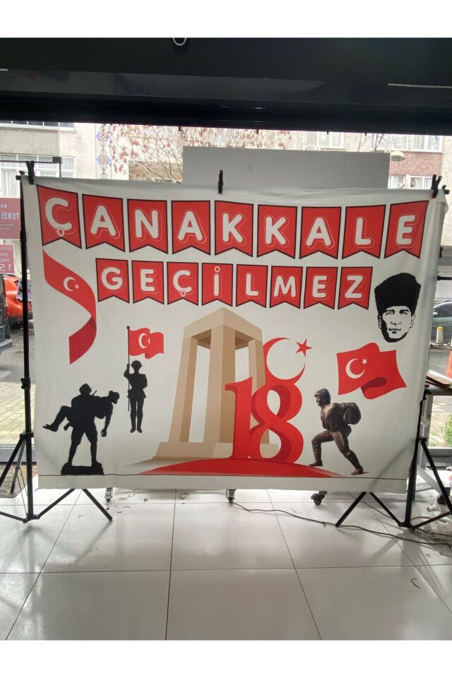 150x200 cm, 18 Mart Çanakkale, Okul Etkinlik Kumaş Fon