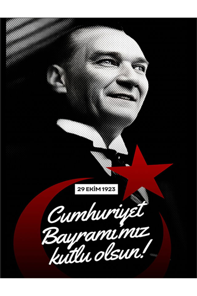 29 Ekim Cumhuriyet Bayramı Okul Etkinlik Yazılı ve Renkli Kumaş Fon 200x200 Cm Ek Dikişli