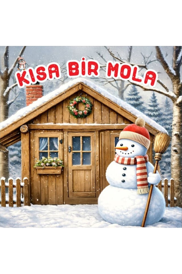 200x200 cm Ek Dikişli, Kısa Bir Mola, Ara Tatil Panosu, Okul Etkinlik Kumaş Pano