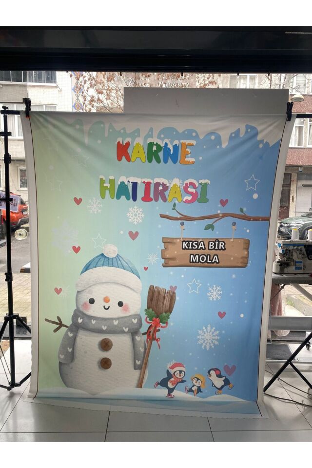 200x200 cm Ek Dikişli, Karne Hatırası, Okul Etkinlik Kumaş Fon