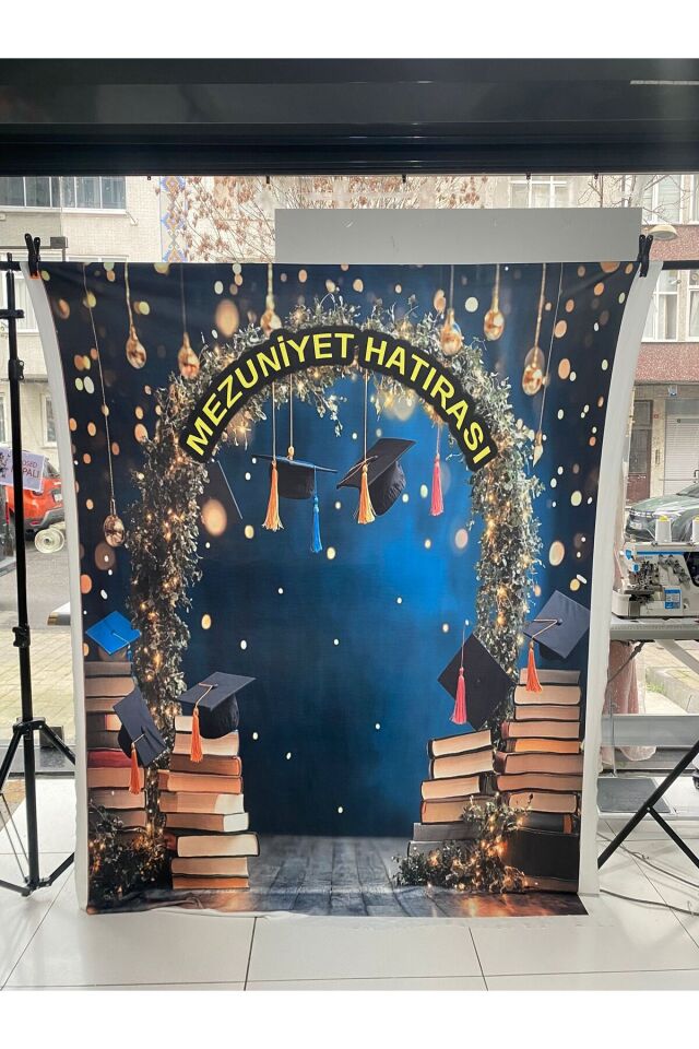 200x200 cm Ek Dikişli, Mezuniyet Hatırası, Okul Etkinlik Kumaş Fon