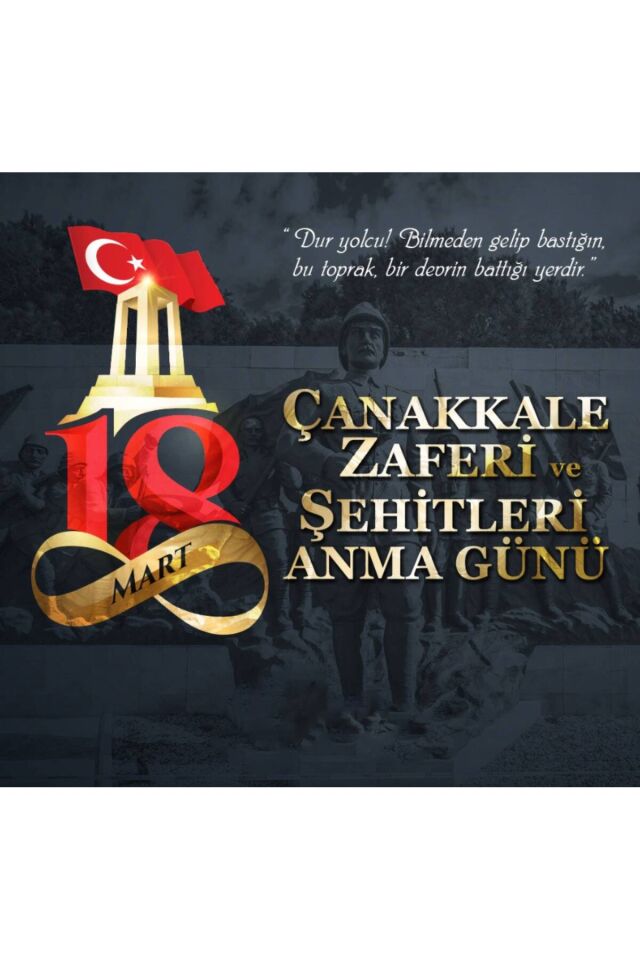Okul Etkinlik Renkli Çanakkale Zaferi Yazılı Kumaş Fon 250x200 Cm Ek Dikişli