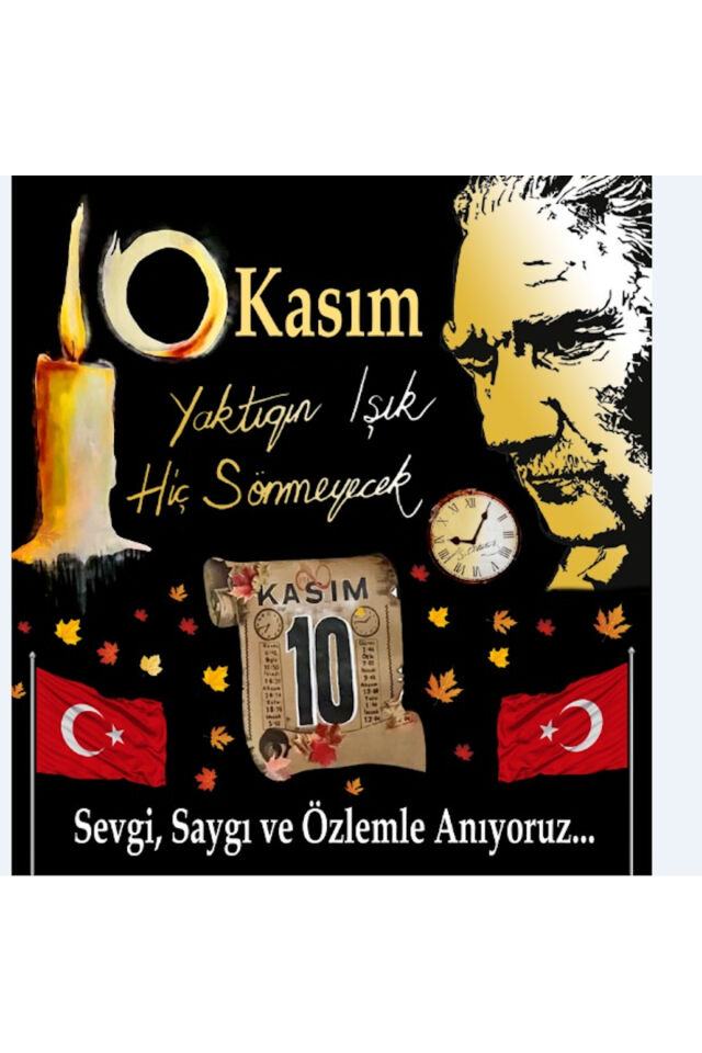 200x200 cm Ek Dikişli, 10 Kasım, Okul Etkinlik Kumaş Pano