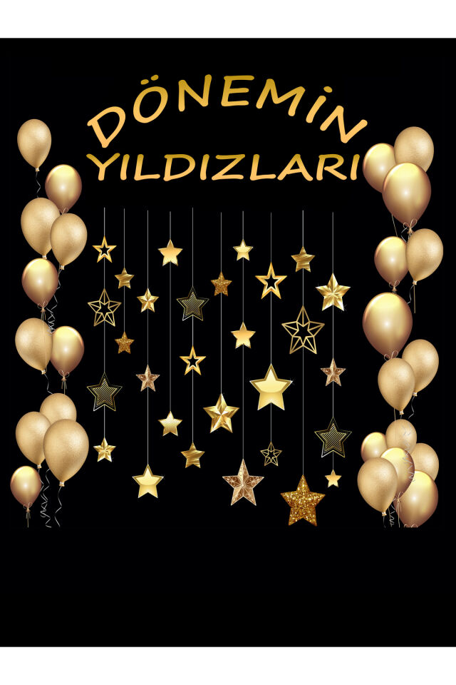 200x200 cm Ek Dikişli, Dönemin Yıldızları, Karne Panosu, Okul Etkinlik Kumaş Pano