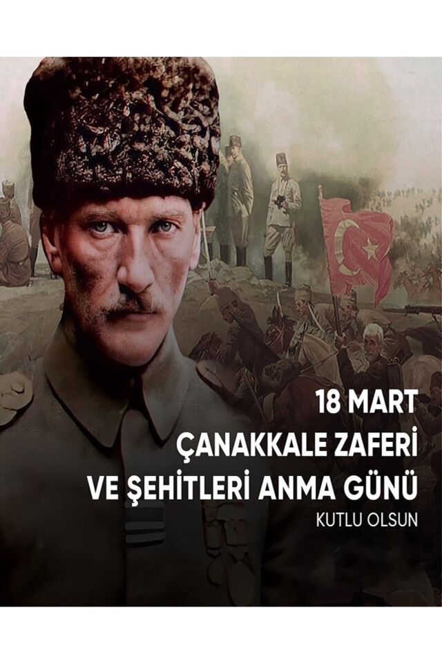 150x200 cm, 18 Mart Çanakkale Zaferi, Okul Etkinlik Kumaş Fon
