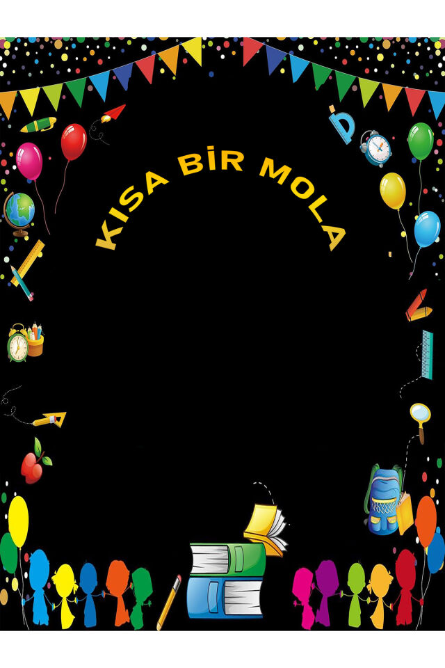 200x200 cm Ek Dikişli, Kısa Bir Mola, Karne Panosu, Okul Etkinlik Kumaş Pano