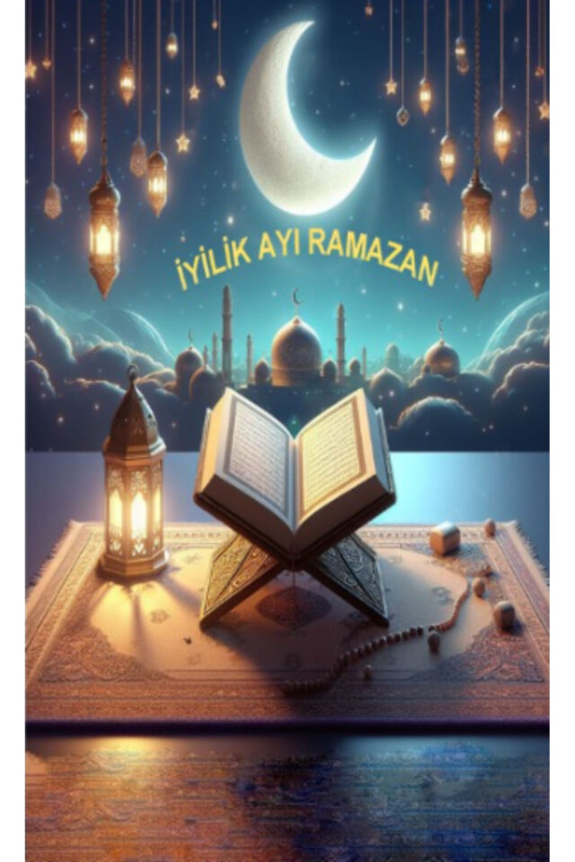 İyilik Ayı Ramazan Yazılı Renkli Etkinlik Kumaş Fon 200x200 Cm Ek Dikişli