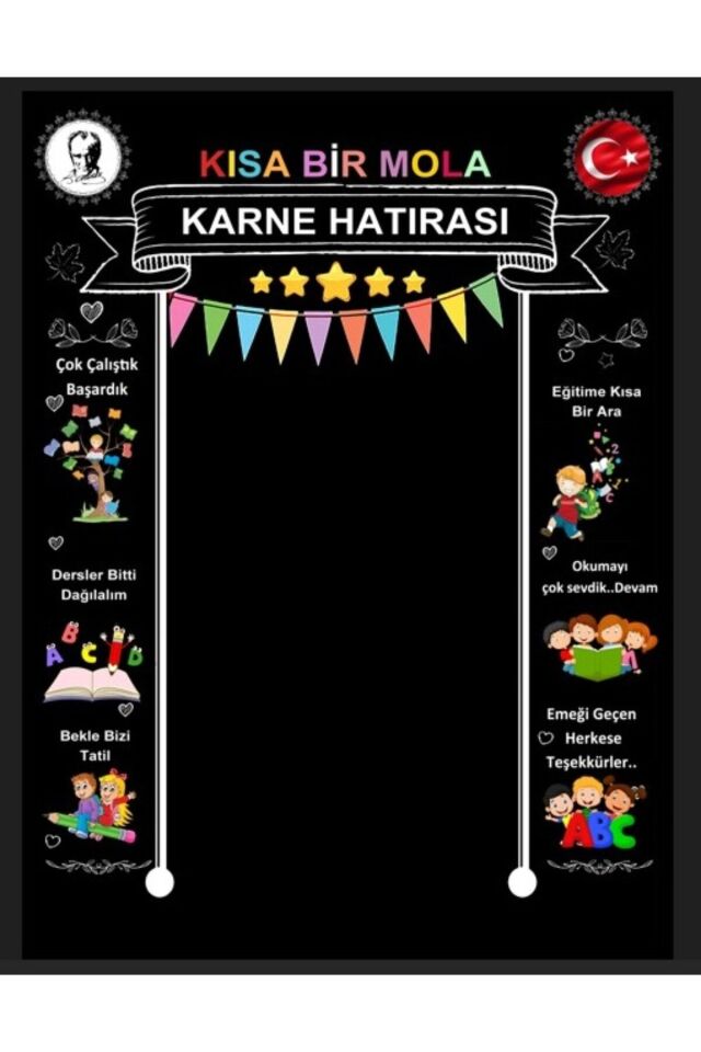 Okula Kısa Bir Mola, Karne, Okul Etkinlik, Kumaş Pano, 250x200cm EK DİKİŞLİ