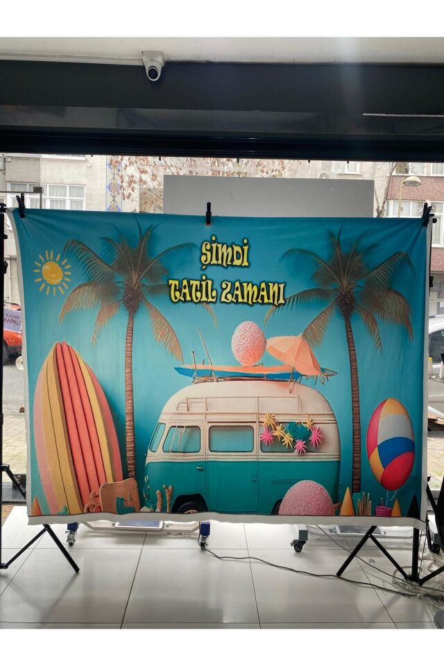 250x200 Cm EK DİKİŞLİ tatil zamanı, Fonu Okul Panoları, Etkinlik Fon