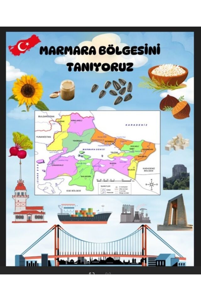 Marmara Bölgesini Tanıyoruz, Okul Etkinlik Kumaş Fon 250x200 Ek Dikişli