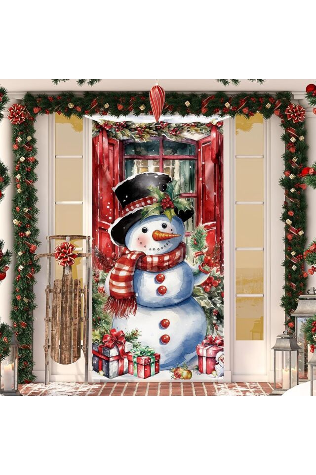 190x75cm Lastikli kapı süsü, Kumaş kapı giydirme, Christmas decor, Yılbaşı, Okul etkinlik kapı süsü