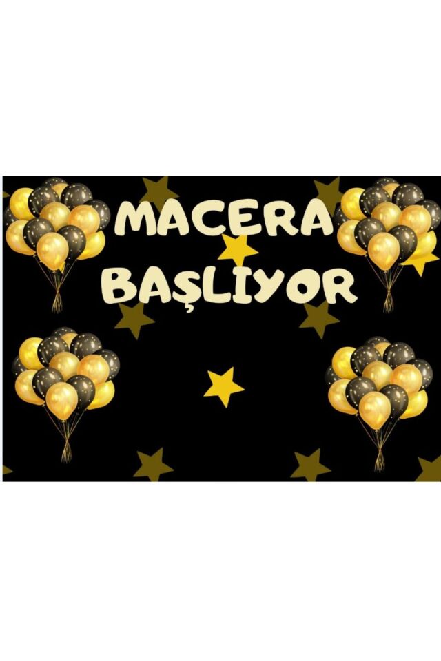 200x200 cm Ek Dikişli Macera Başlıyor, Okul Etkinlik Kumaş Fon