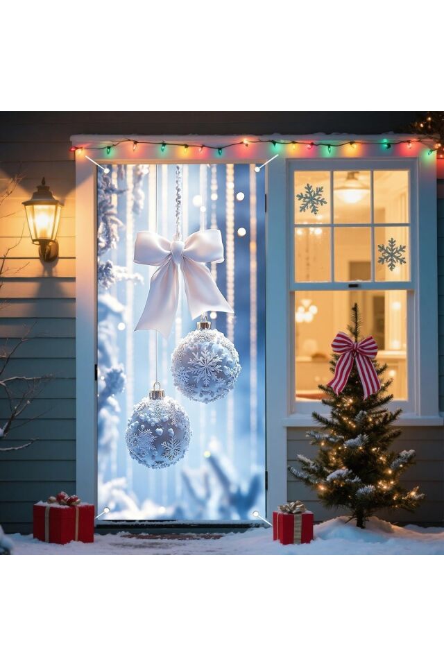 190x75cm Lastikli kapı süsü, Kumaş kapı giydirme, Christmas decor, Yılbaşı, Okul etkinlik kapı süsü
