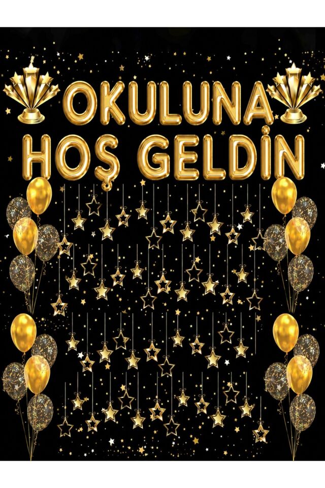 200X200 cm ,,Okuluna Hoş Geldin Okul Etkinlik Kumaş Fon