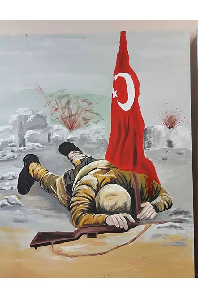 250x200cm Ek Dikişli, 18 Mart Çanakkale, Okul Etkinlik Kumaş Pano