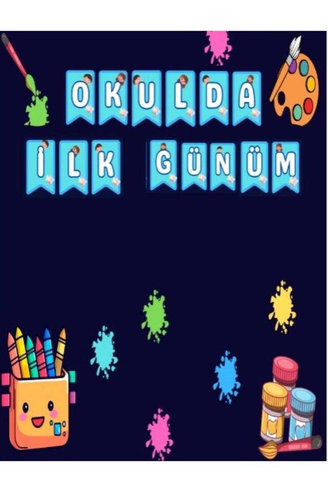 OKULUMDA İLK GÜNÜM, Okul Etkinlik Kumaş Fon 200 x 200 Ek Dikişli