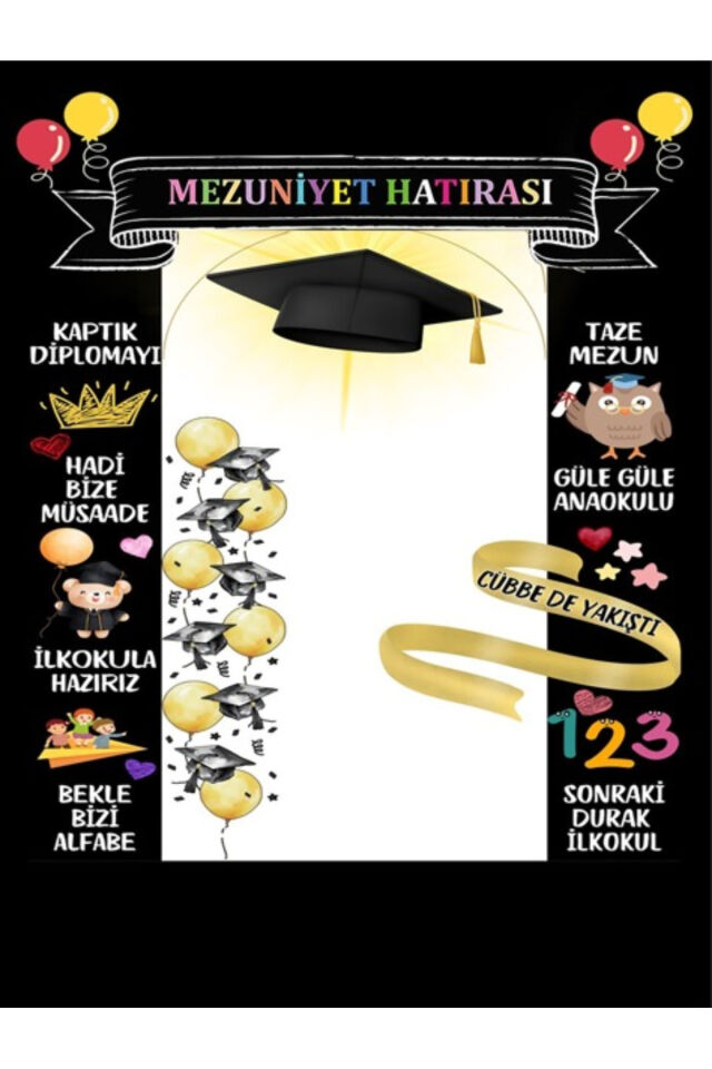 250x200 Cm Mezuniyet Hatırası, Okul Etkinlik Kumaş Fon Ek Dikişli