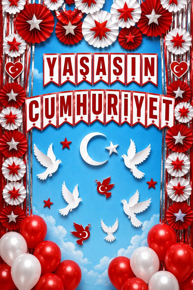 29 Ekim, Yaşasın Cumhuriyet, Okul Etkinlik Kumaş Pano