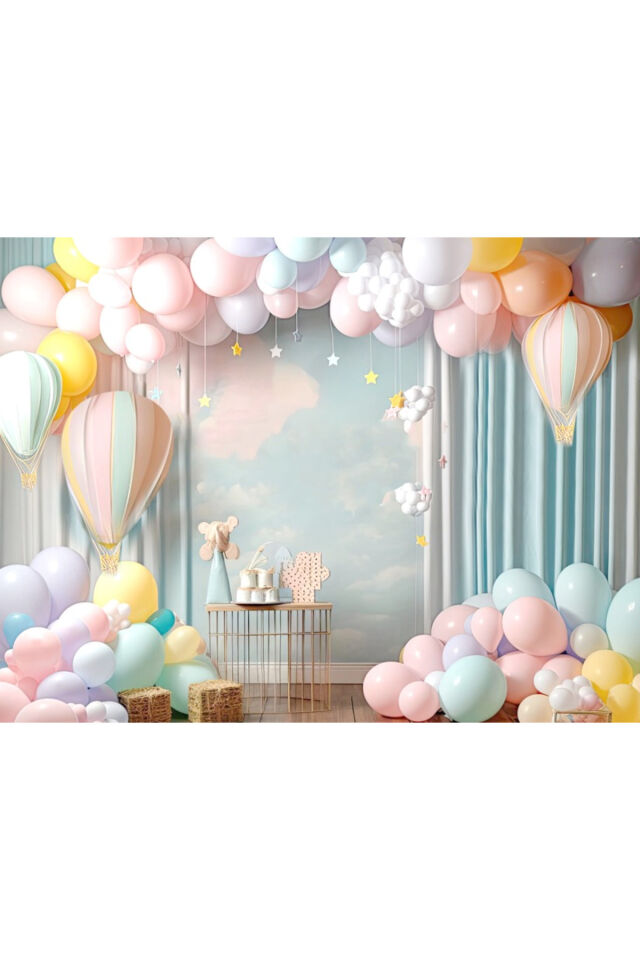 250x200 cm Doğum Günü, Okul Etkinlik Kumaş Fon Ek Dikişli