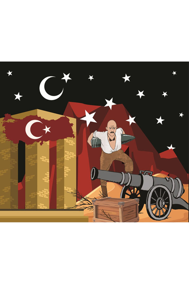 200x200 cm Kumaş Okul Etkinlik Fon, Çanakkale panosu, 18 Mart panosu