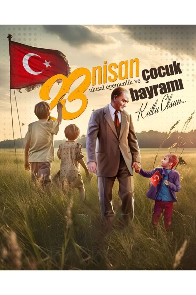 150x200 cm, 23 Nisan Ulusal Egemenlik Ve Çocuk Bayramı, Okul Etkinlik Kumaş Pano