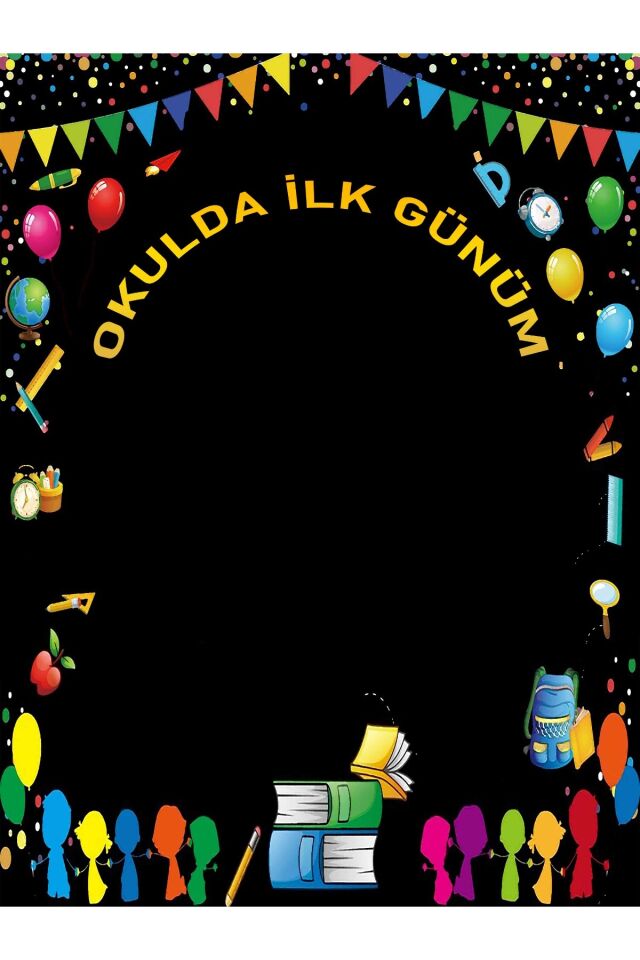250x200 cm Ek Dikişli, Okulda İlk Gün, Okul Etkinlik Kumaş Fon
