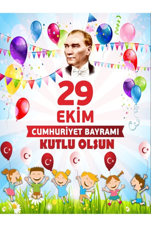 29 Ekim Cumhuriyet Bayramı, Cumhuriyetimizin İlanı, Okul Etkinlik FotoğrafÇekimi KumaşArkaFon150x200