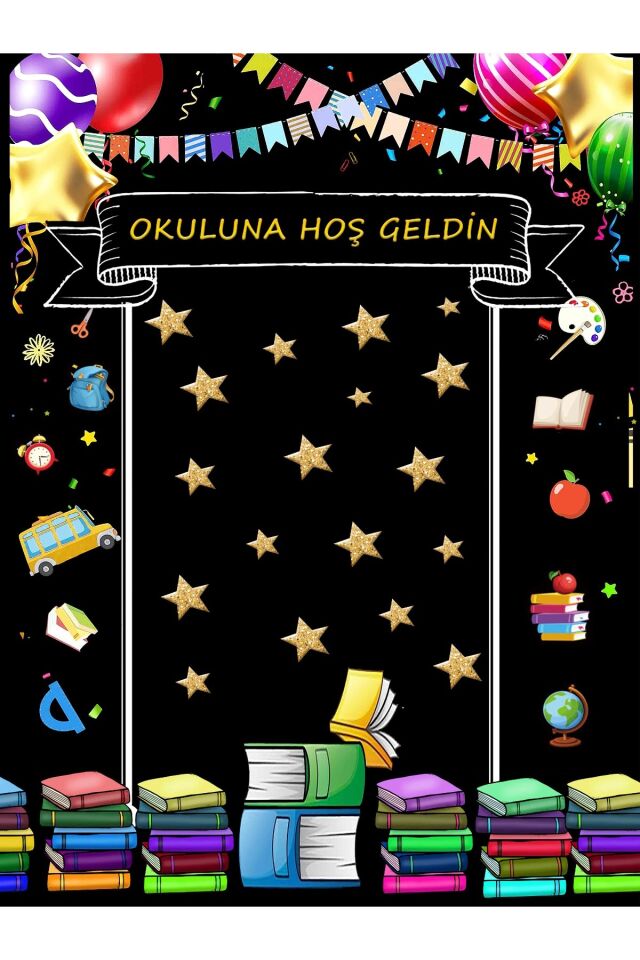 200X250 cm ,OKULUNA HOŞ GELDİN Okul Etkinlik Kumaş Fon