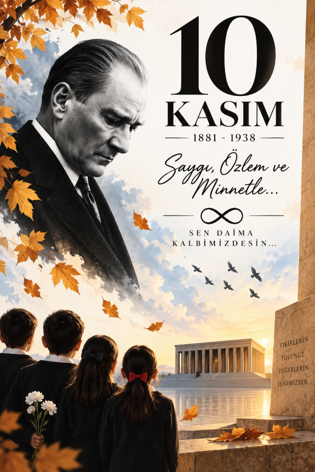 10 Kasım, Saygı Özlem Minnetle, Okul Etkinlik Kumaş Pano
